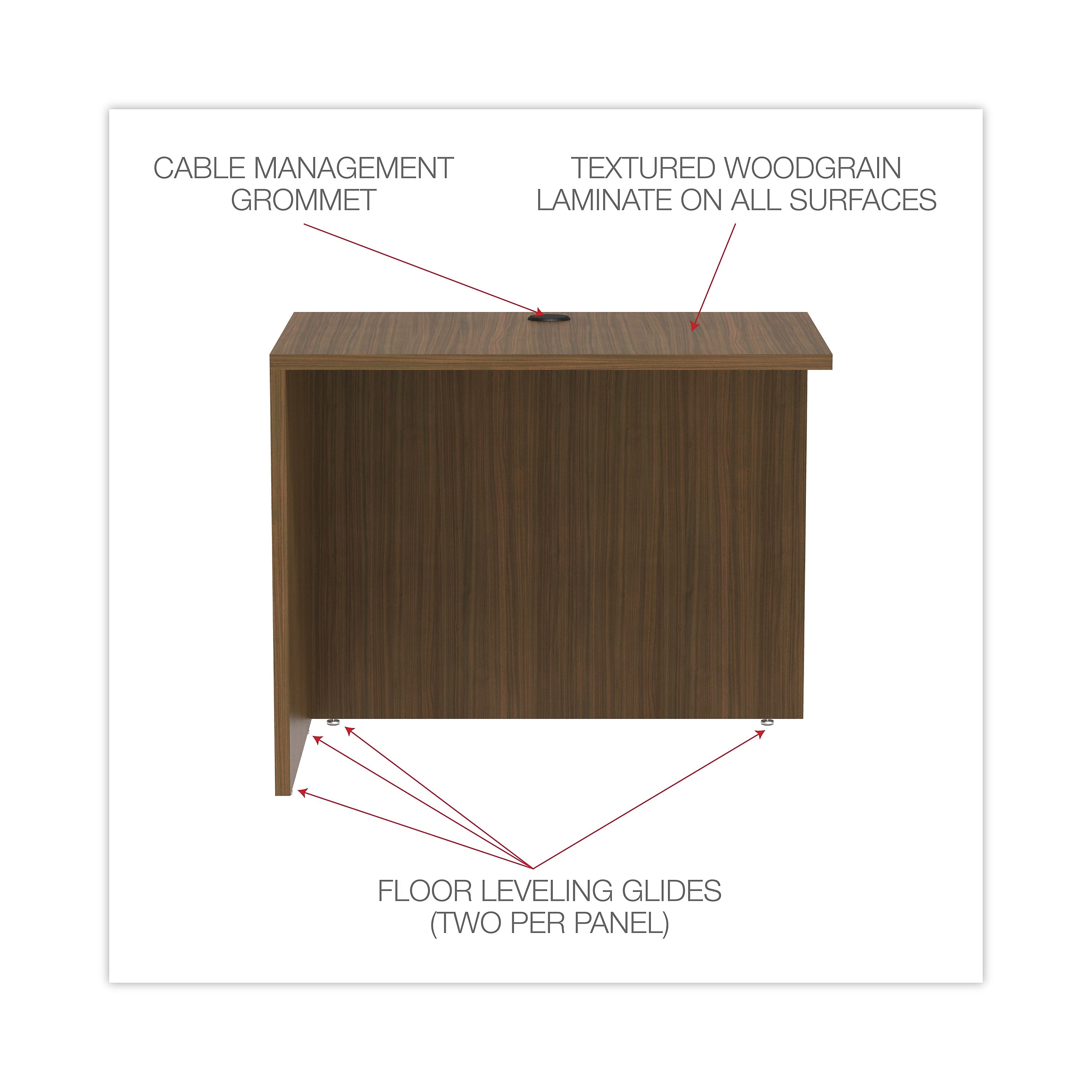 Alera® Valencia Series Reversible Return/Bridge Shell, 35w x 23 5/8d x 29 1/2h, Modern Walnut
