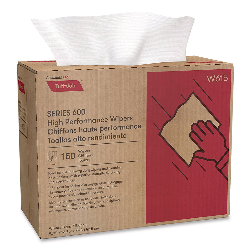 Cascades Tissue Group Tuff-Job Synthetic Fiber Cleaning Towels, 16.75" x 9.75", White, 150 Towels/Box, 6 Boxes/Carton (W615)