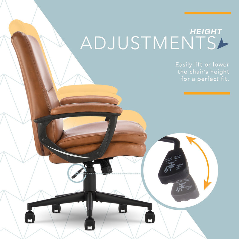Click365 Classic Comfort Ergonomic Bonded Leather Swivel Executive Chair, Cognac (CCHR10024A)