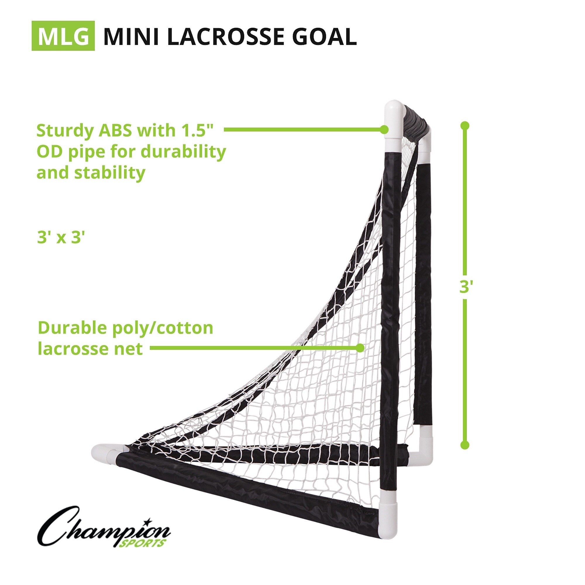 Champion Sport Mini Lacrosse Goal, White/Black (CHSMLG)