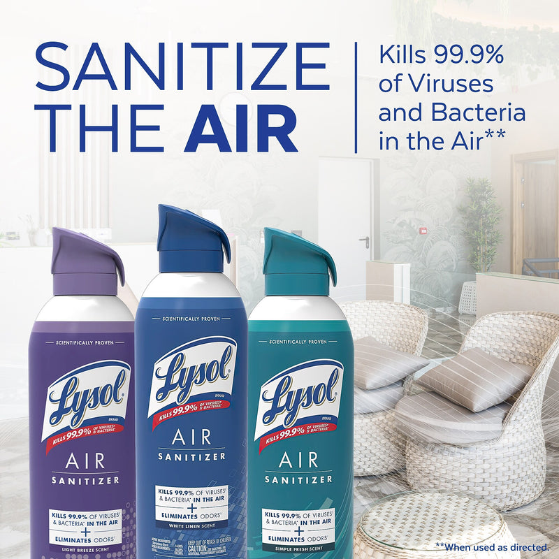 Lysol Air Sanitizer Aerosol, White Linen Scent, 10 oz. (RAC99351EA)