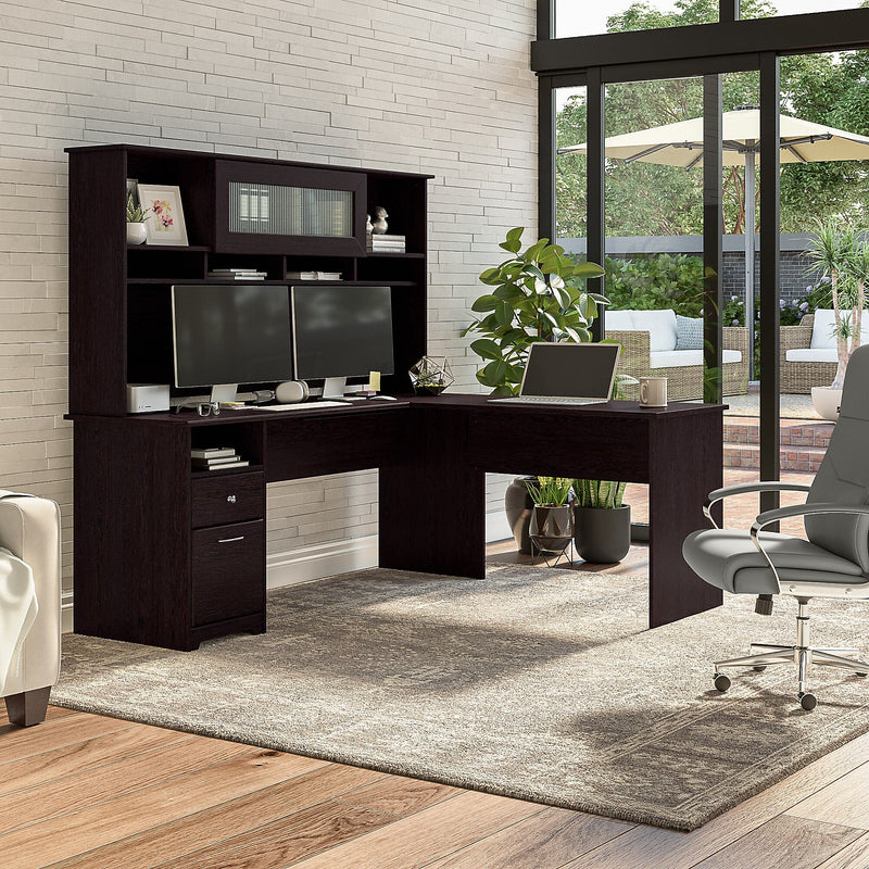 Bush Furniture Cabot 72"W Computer Desk with Drawers, Espresso Oak (WC31872)
