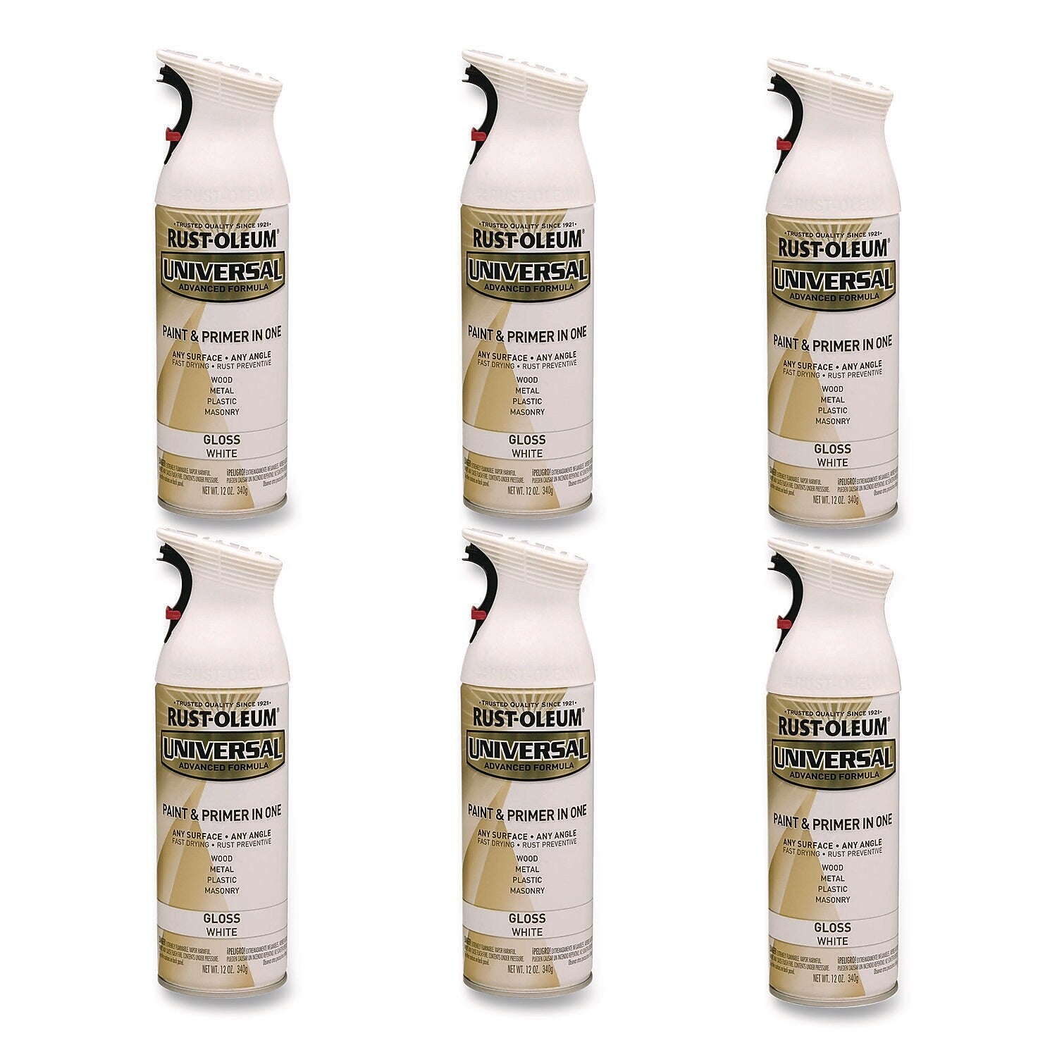 Rust-Oleum Universal Premium Spray Paint, White, 12 oz., 6/Carton (245199)