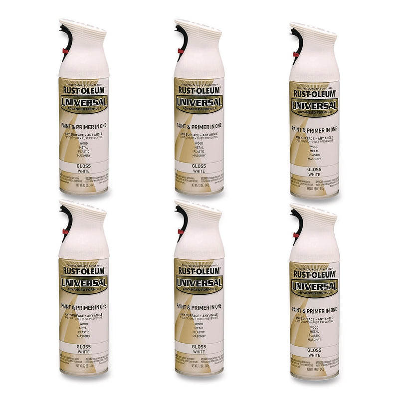 Rust-Oleum Universal Premium Spray Paint, White, 12 oz., 6/Carton (245199)