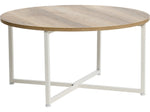 Household Essentials Jamestown 31.5"Dia. Laminate Round Coffee Table, Coastal Oak/White (8224-1)