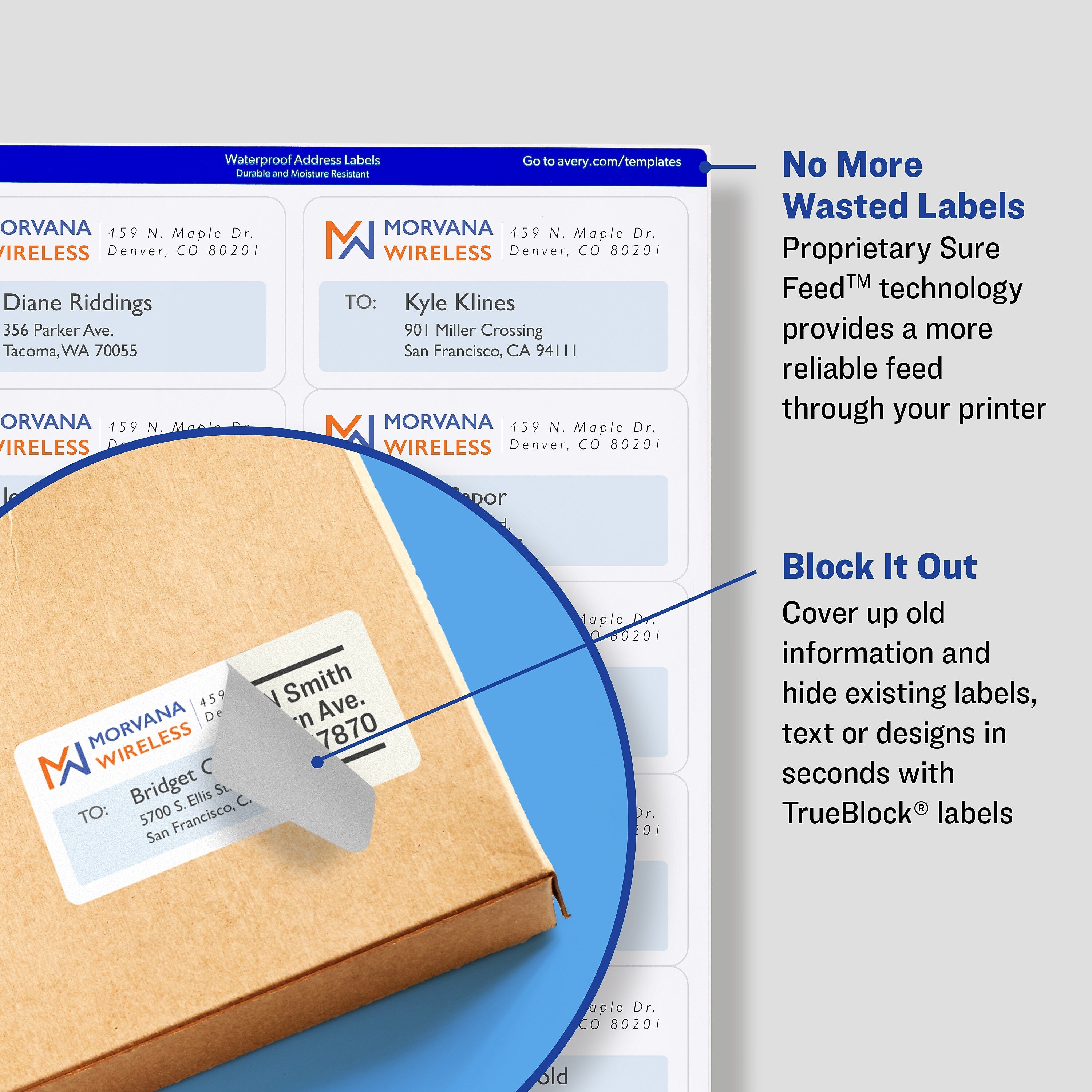 Avery TrueBlock Laser Shipping Labels, 3-1/3" x 4", White, 150 Labels/Pack (5264)