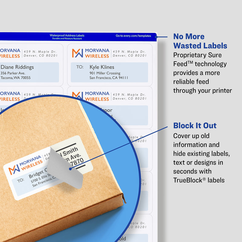 Avery TrueBlock Laser Shipping Labels, 3-1/3" x 4", White, 150 Labels/Pack (5264)
