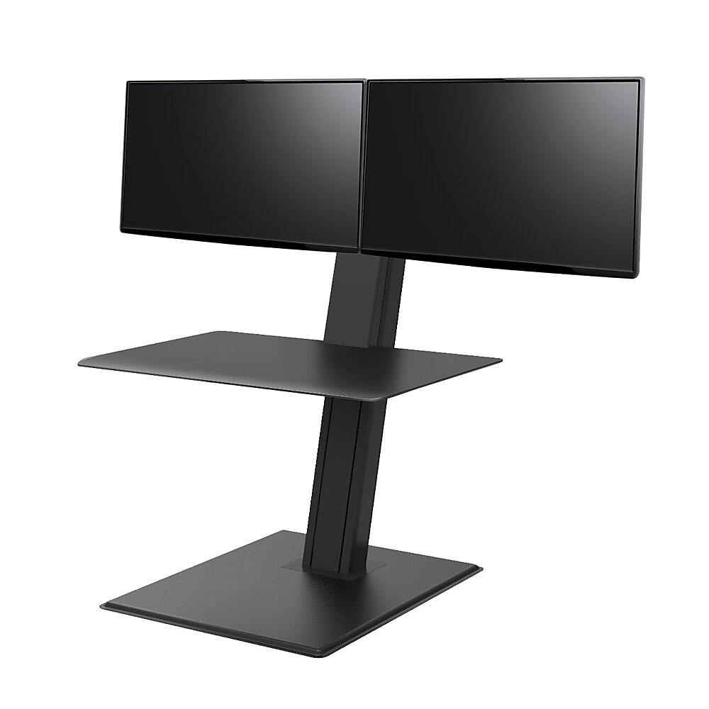 Humanscale QuickStand Eco 28"W Manual Rectangular Adjustable Standing Portable Desk for Dual Monitors, Black (QSE2DMB)