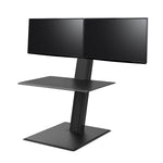 Humanscale QuickStand Eco 28"W Manual Rectangular Adjustable Standing Portable Desk for Dual Monitors, Black (QSE2DMB)