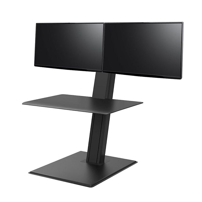 Humanscale QuickStand Eco 28"W Manual Rectangular Adjustable Standing Portable Desk for Dual Monitors, Black (QSE2DMB)