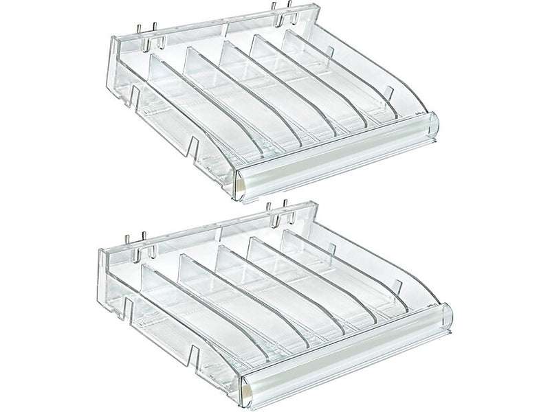 Azar 3.5" x 12" Pegboard 6-Compartment Cosmetic Tray, Clear, 2/Pack (225820-DIVIDER-2PK)