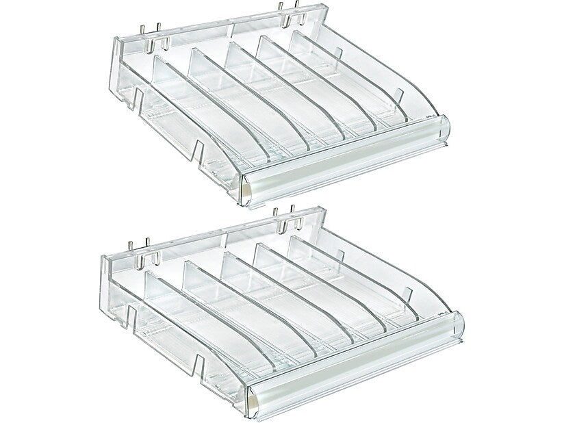 Azar 3.5" x 12" Pegboard 6-Compartment Cosmetic Tray, Clear, 2/Pack (225820-DIVIDER-2PK)