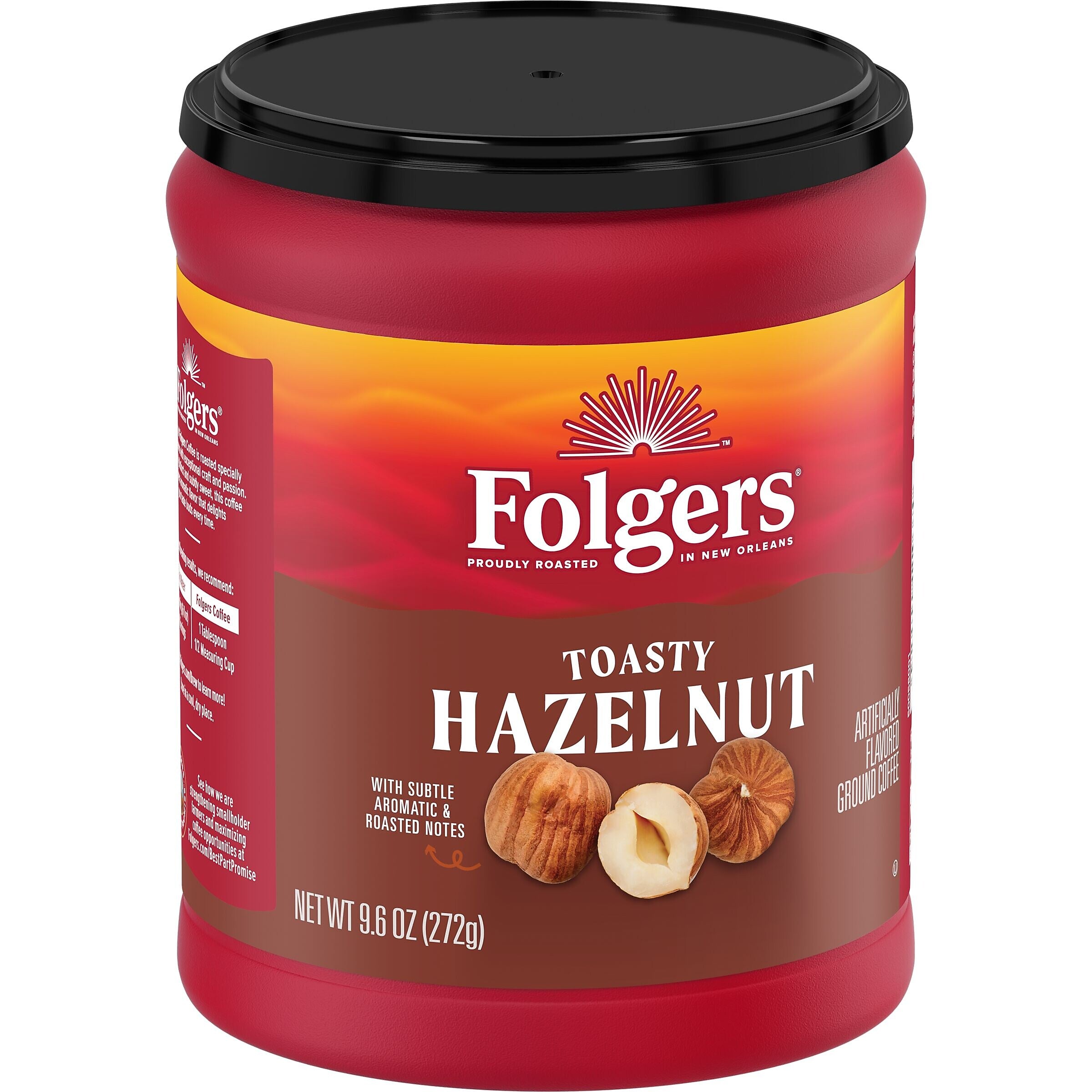 Folgers Toasty Hazelnut Ground Coffee, 9.6 oz. Canister(2550011037)