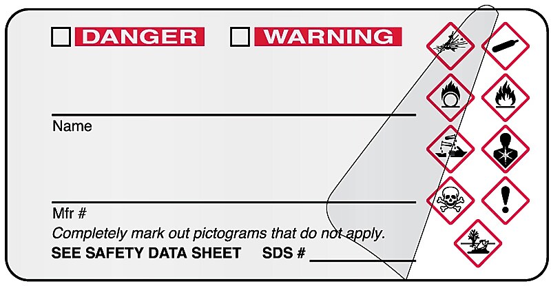 GHS Container Label, 3" x 1 1/2"