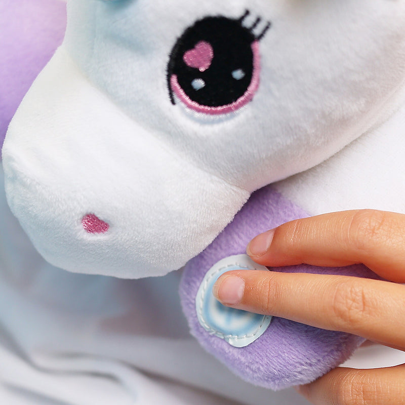 Bouncyband Sensory Vibrating Unicorn Stuffed Animal, White/Purple (BBAVNUN)
