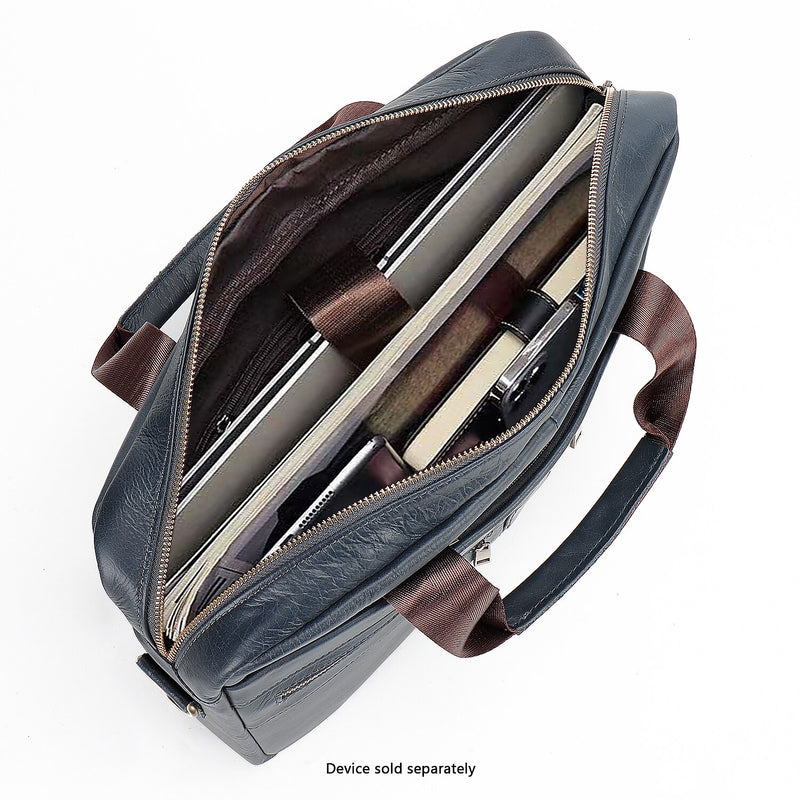 SaharaCase Leather Briefcase, Laptop Compatible, Oxford Blue (LT00084)
