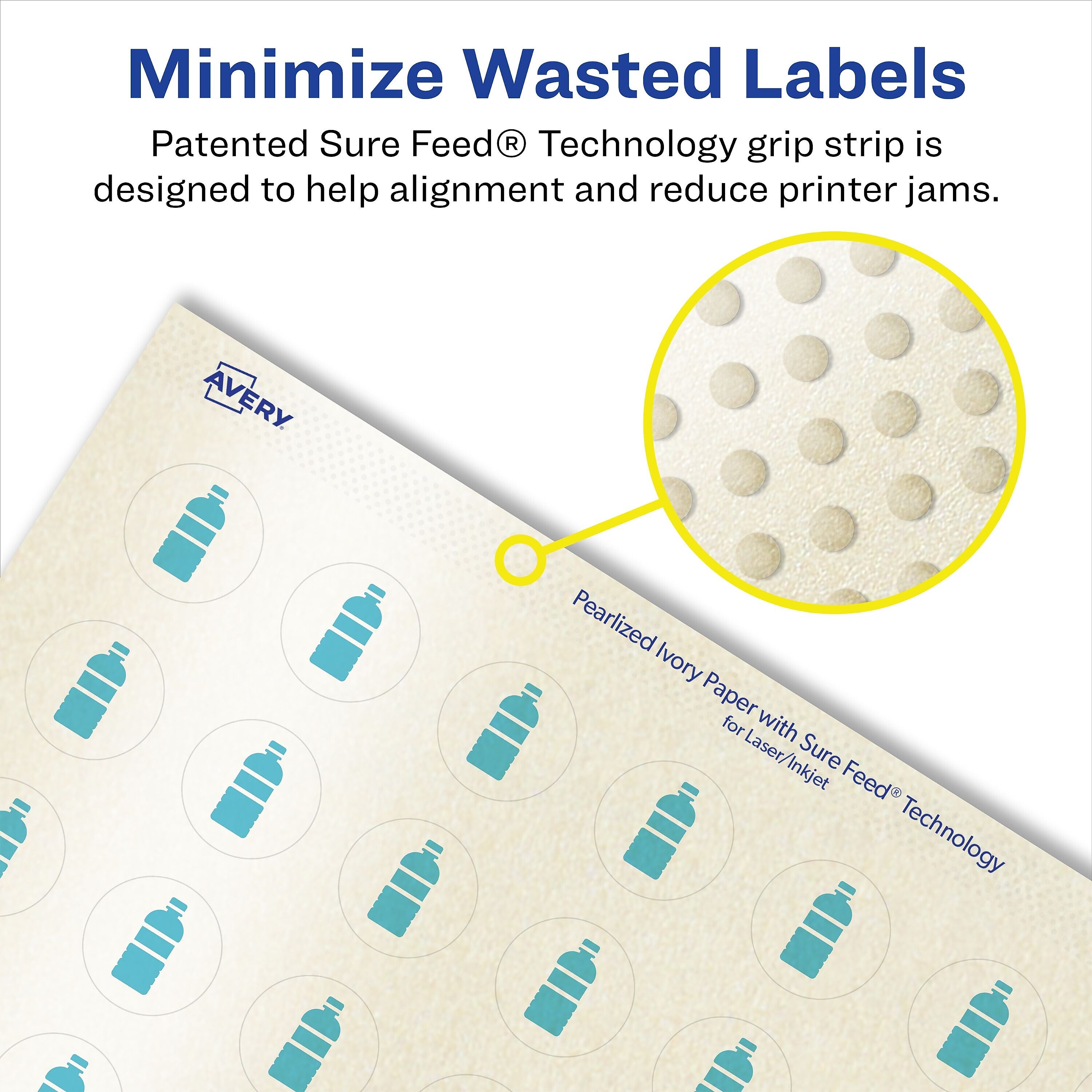 Avery Laser/Inkjet Round Multipurpose Labels, 0.5" Dia., Ivory, 3850 Labels/Pack (94503)
