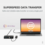 Plugable 7-in-1 Charging Hub with Data Transfer for USB-C or USB 3.0 Laptops