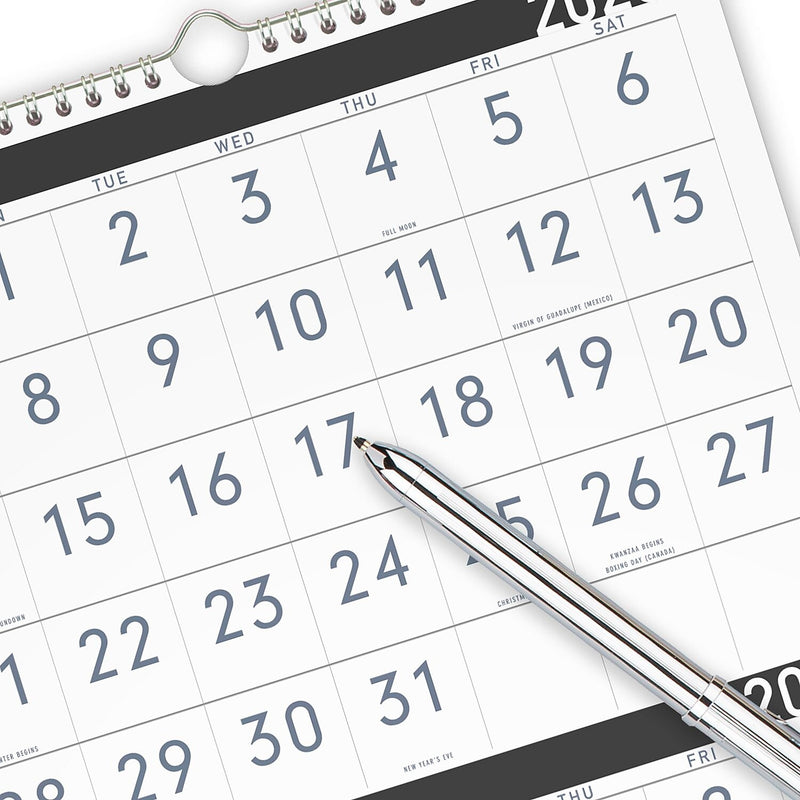 2026 AT-A-GLANCE Contemporary 12" x 27" Three-Month Wall Calendar, White/Black (PM11X-28-26)