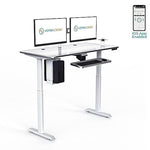 VersaDesk PowerLift 72"W Electric Rectangular Adjustable Standing Desk, Gray/White (PLSDR7224-WG-APP )