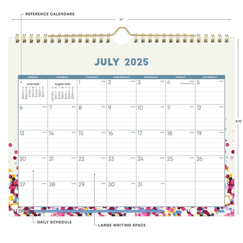 2025-2026 Blue Sky Star Confetti Bright 11" x 8.75" Academic Monthly Desk Pad Calendar (148671-A26)