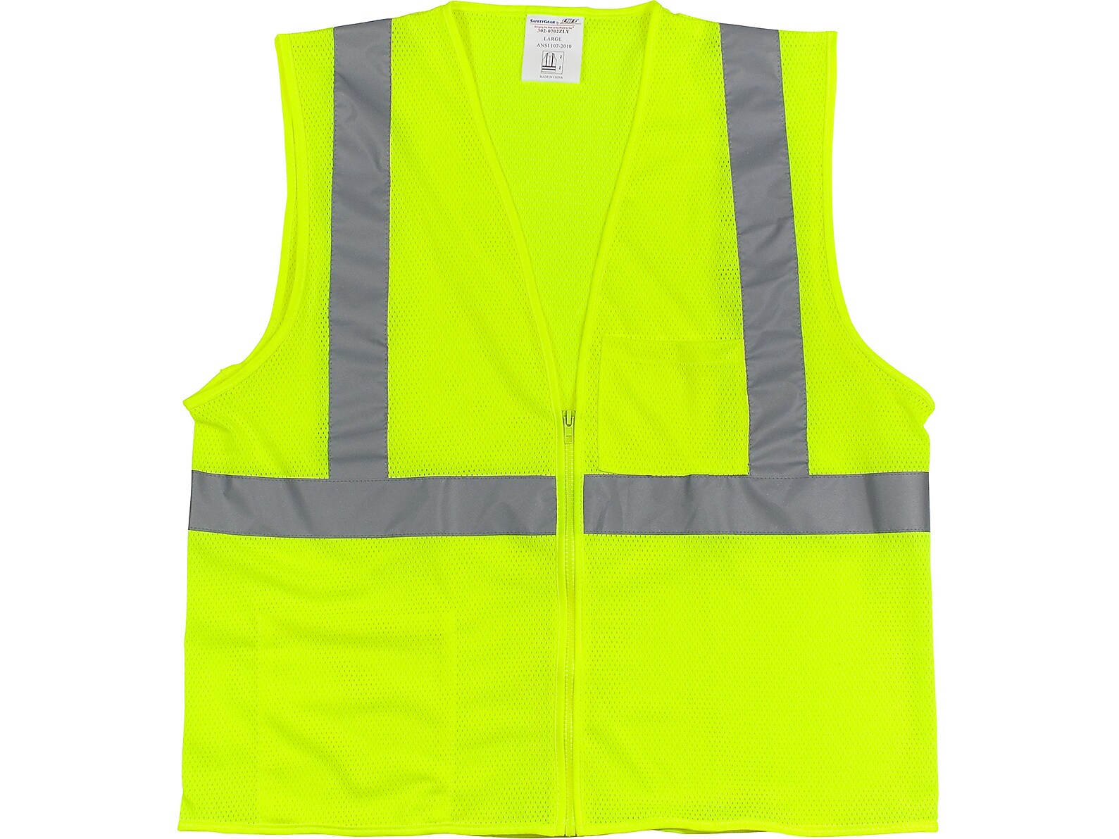 Protective Industrial Products High Visibility Sleeveless Safety Vest, ANSI Class R2, Lime Yellow, 3XL (302-0702Z-LY/3X)