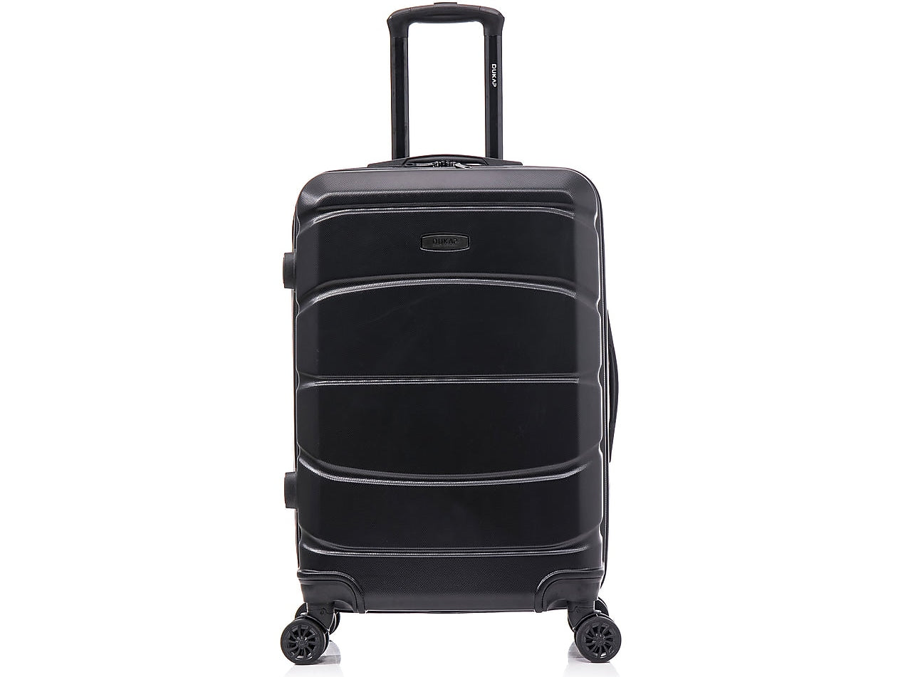 DUKAP Sense 24" Hardside Suitcase, 4-Wheeled Spinner, TSA Checkpoint Friendly, Black (DKSEN00M-BLK)