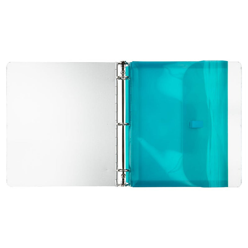 JAM Paper Plastic Binder Pocket, 3-Hole Punched, Teal, 3/Pack (218VB1tex3)