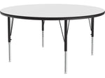 Correll 48" Round Activity Table, Height-Adjustable, Frosty White/Black (A48DE-RND-80)