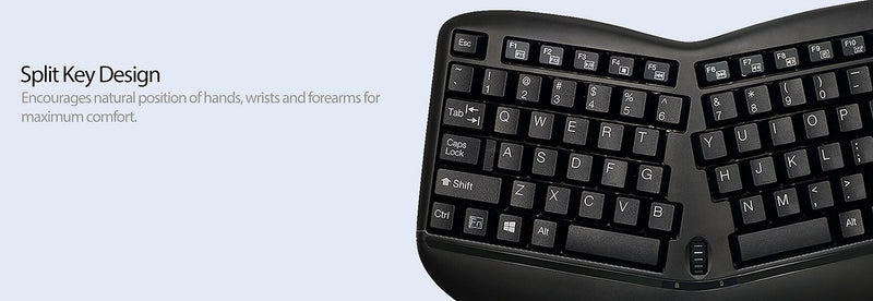 Adesso Tru-Form Wireless Ergonomic Keyboard and Optical Mouse Combo, Black (WKB-1150CB)