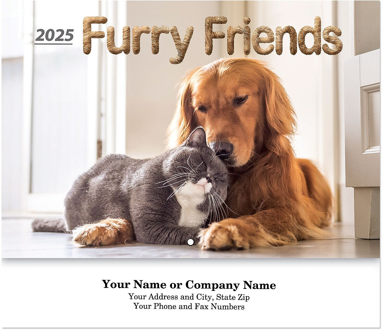 2025 Furry Friends Wall Calendar Stapled, Qty 1000