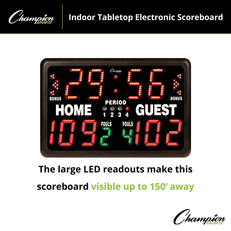 Champion Sport Indoor Electronic Tabletop Scoreboard, Black (CHST90)