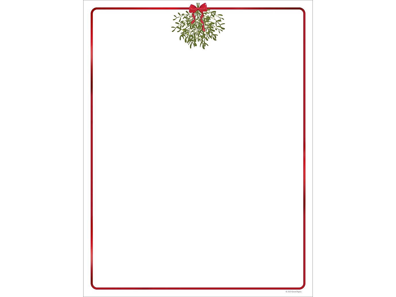 Great Papers Hanging Mistletoe Seasonal Letterhead, Multicolor, 25/Pack (2023045)