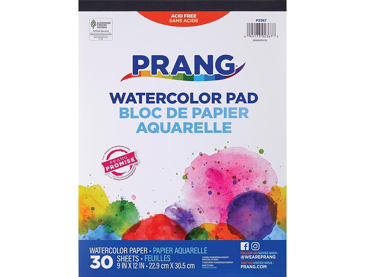 Prang Watercolor Pad, 9" x 12", White, 30/Sheets (P2367)