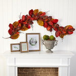 Nearly Natural 6' Autumn Magnolia Leaf with Berries Artificial Garland (4495)