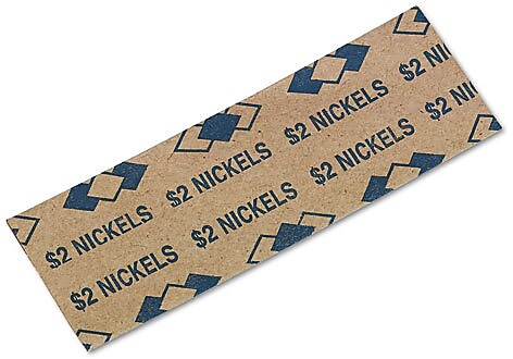 PM Company Tubular Flat Paper Coin Wrappers for 40 Nickels, Blue, 1,000/Pk (53005)