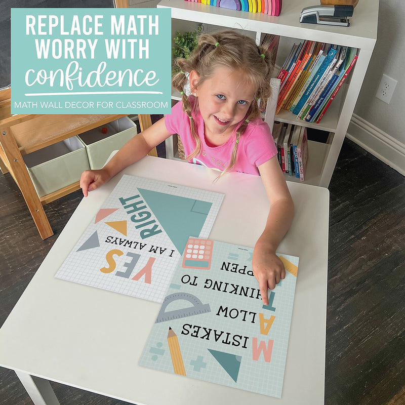 Hadley Designs 11" x 14" Boho Math Bulletin Board Classroom Decor Posters, 6/Set (HDDX004BEB10P)