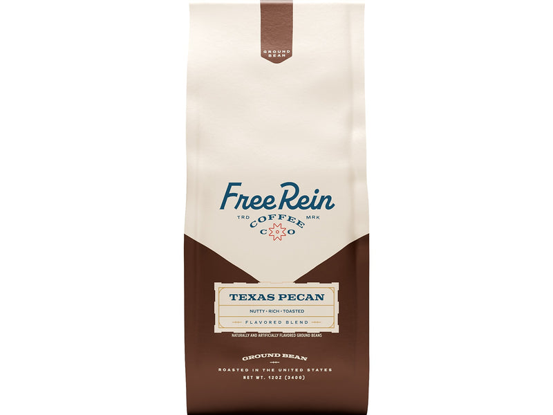 Free Rein Texas Pecan Ground Coffee Packet, Medium Roast, 12 oz. (810138360194)