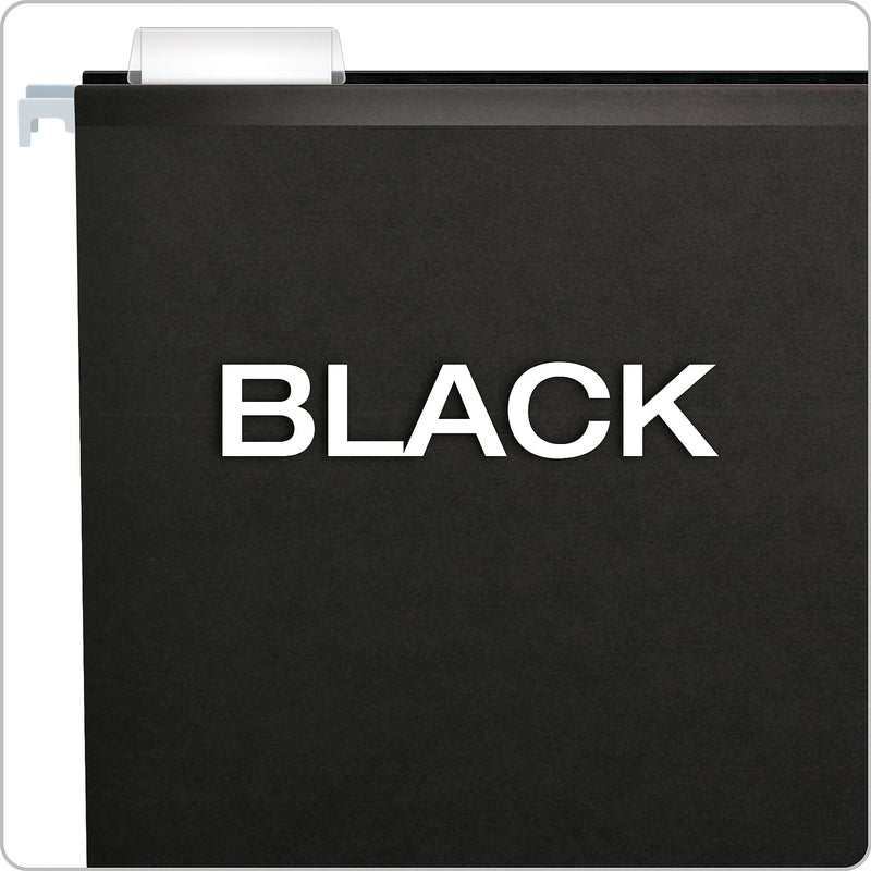 Pendaflex Reinforced Hanging File Folders, 1/5 Tab, Letter Size, Black, 25/Box (04152 1/5 BLA)