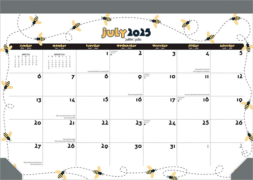 2025-2026 Plato Busy Bees 14" x 10" Academic Monthly Desk Pad Calendar (9798330700035)