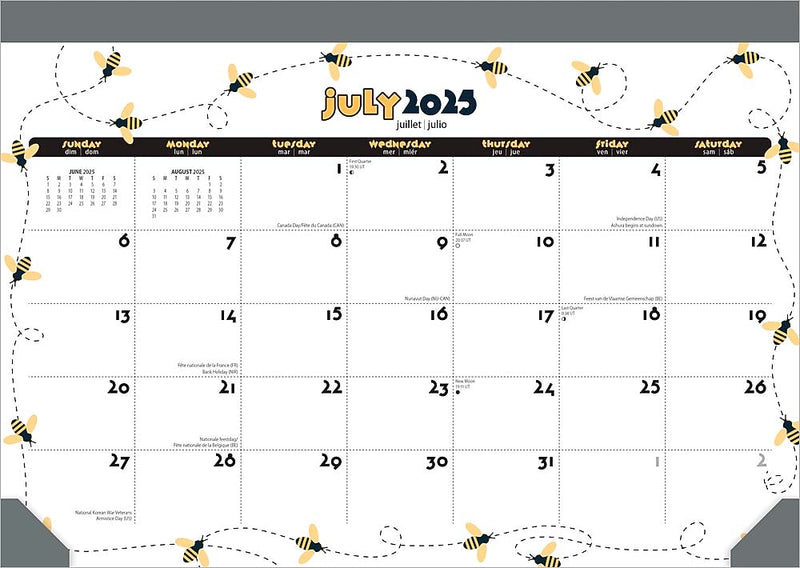 2025-2026 Plato Busy Bees 14" x 10" Academic Monthly Desk Pad Calendar (9798330700035)
