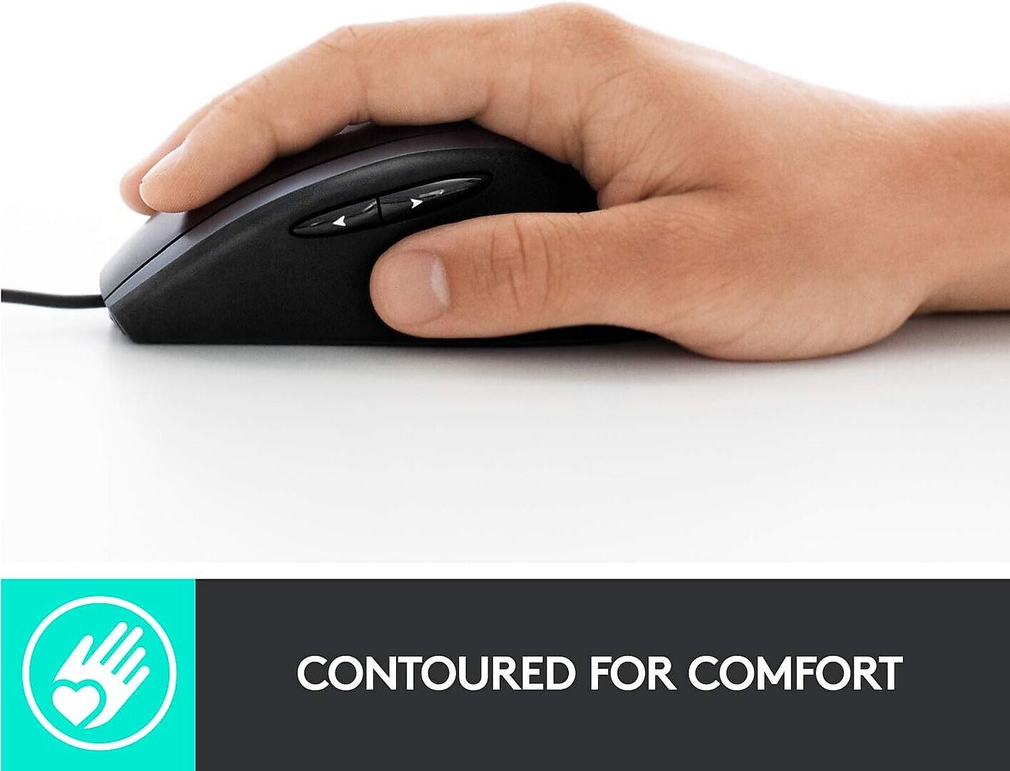 Logitech M500s Advanced Ergonomic Optical USB Mouse, Black (910-007476)