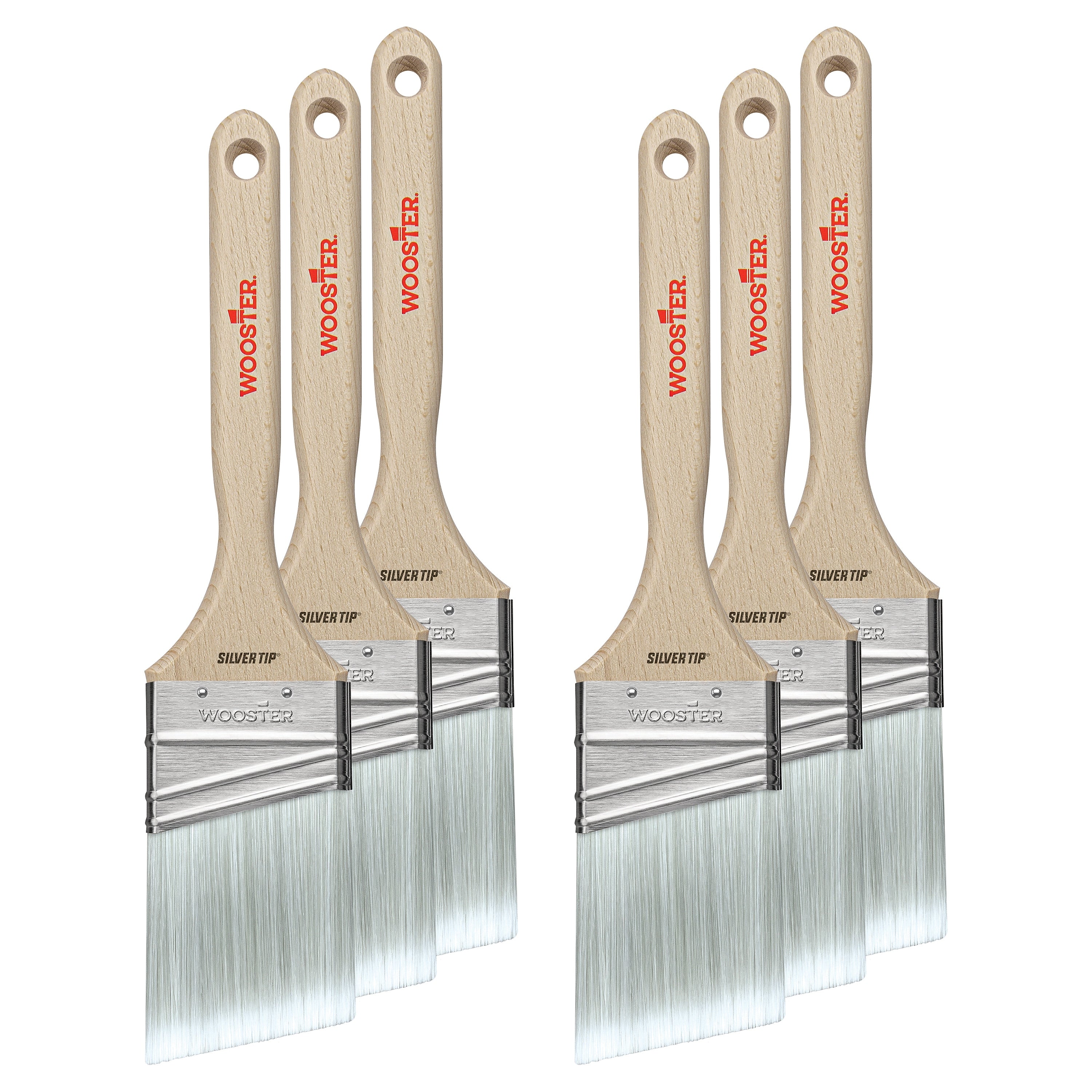 Wooster Brush Silver Tip 2.5" Polyester Angle Brush, 6/Box (0052210024)