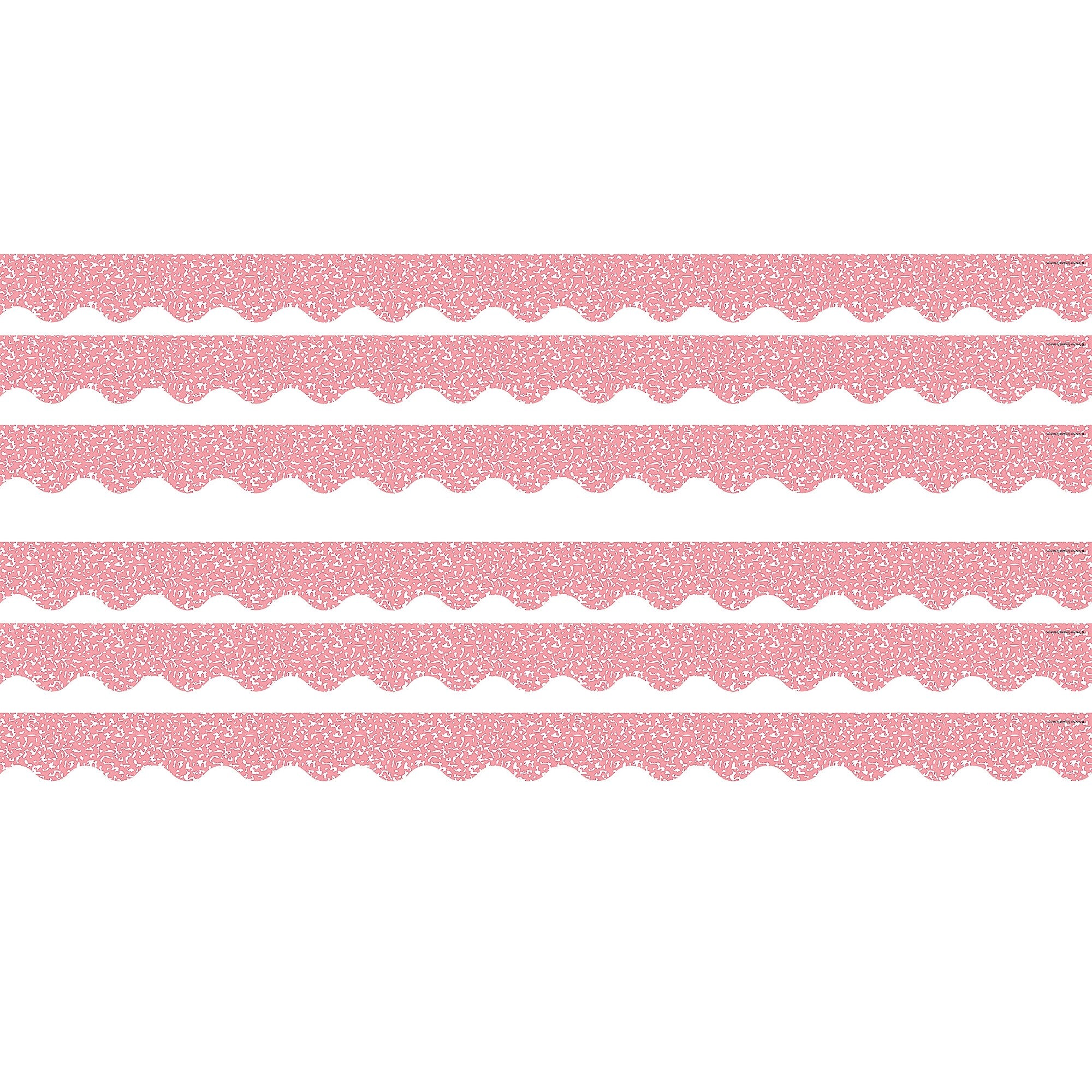 Teacher Created Resources Border Trim, 2.19" x 2.92', Composition Pink Scalloped, 12/Pack, 6 Packs/Bundle (TCR9316-6)