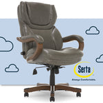 Serta Big and Tall Ergonomic Bonded Leather Executive Big & Tall Chair, 350 lb. Capacity, Gray (43506C)