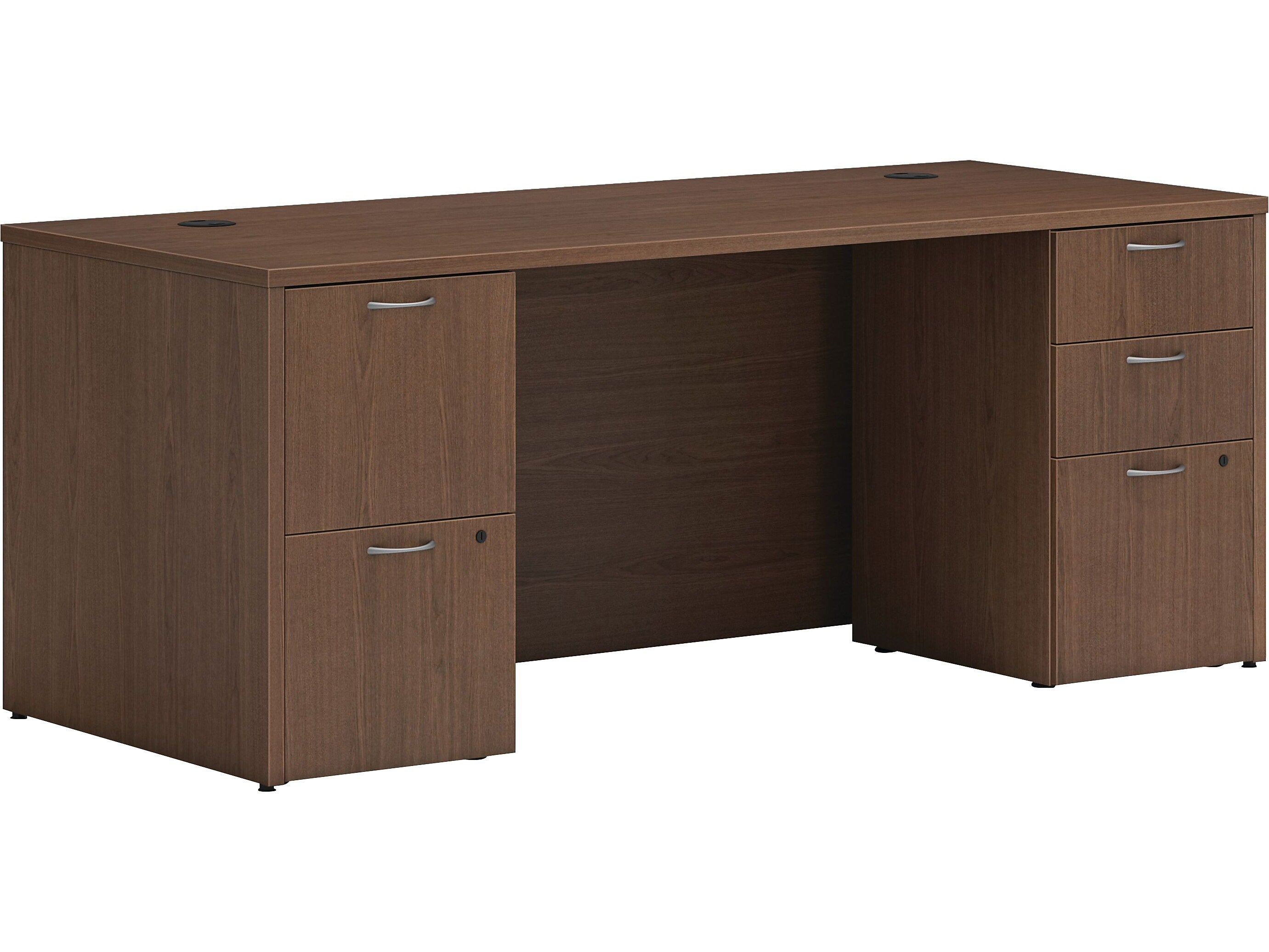 HON Mod 72"W Double-Pedestal Desk, Sepia Walnut (HLPLDS72PSSE1)