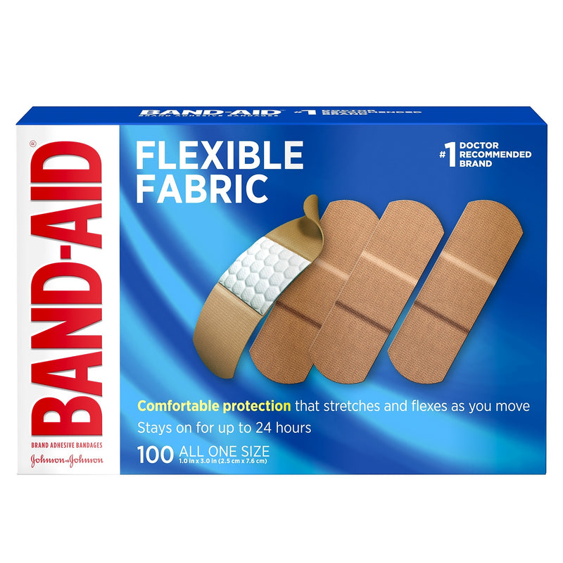 Band-Aid Brand Flexible Fabric Adhesive Bandages, 1" x 3", 100/Box (4444)