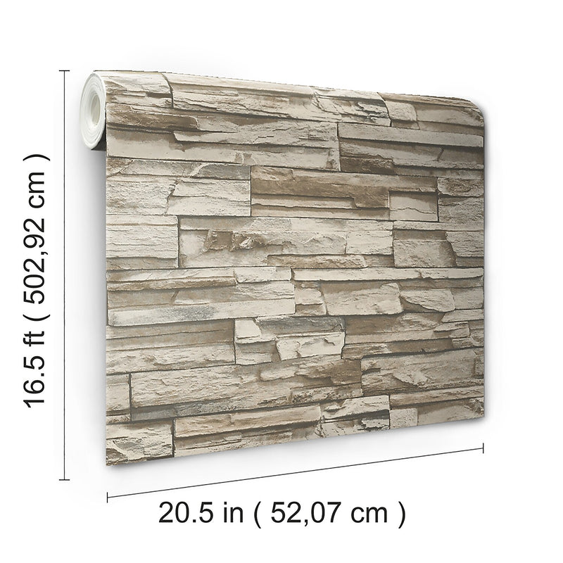 York Wallcoverings Stacked Stone Peel and Stick Wallpaper (RMK9025WP)