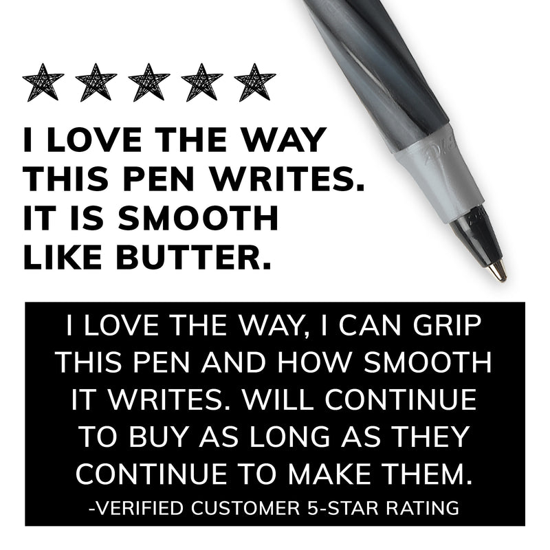 BIC Round Stic Grip Xtra Comfort Ballpoint Pens, Fine Point, 0.8mm, Black Ink, Dozen (13902)