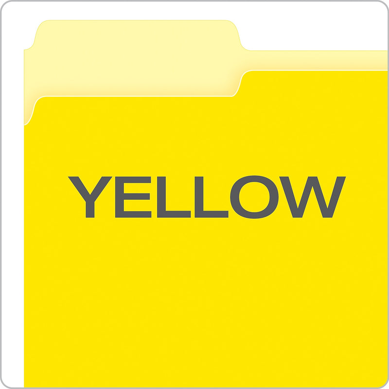 Pendaflex Recycled File Folder, 1/3-Cut Tab, Assorted, Letter Size, Yellow, 100/Box (4210 1/3 YEL)